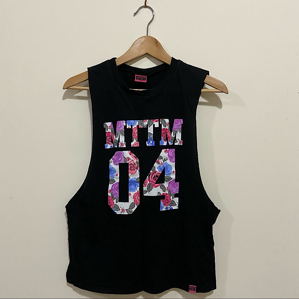 Married To The Mob Mttm 04 Flower Black Tank Top